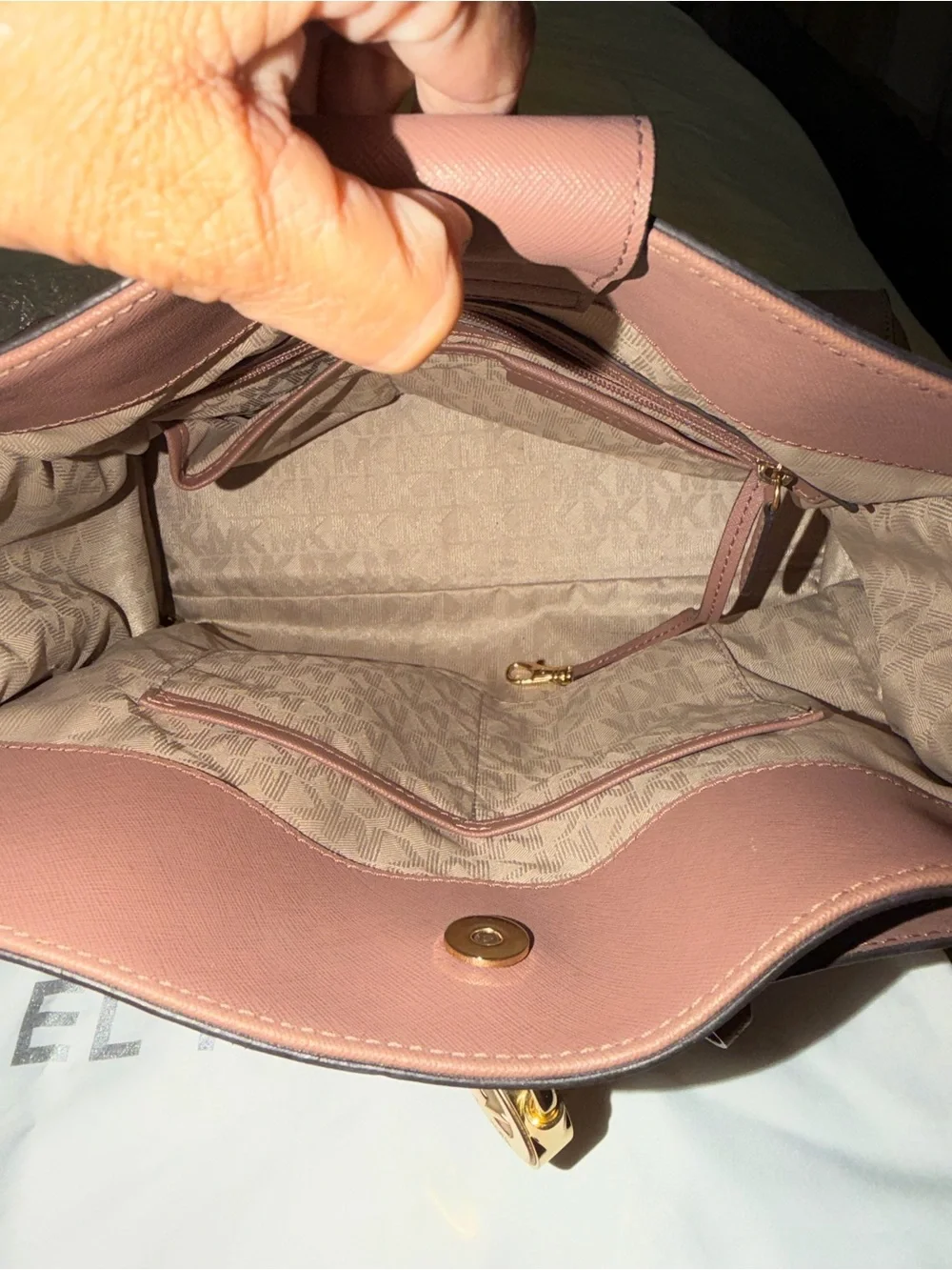 Michael Kors Chestnut Brown Large Saffiano Leather Tote with Gold Hardware